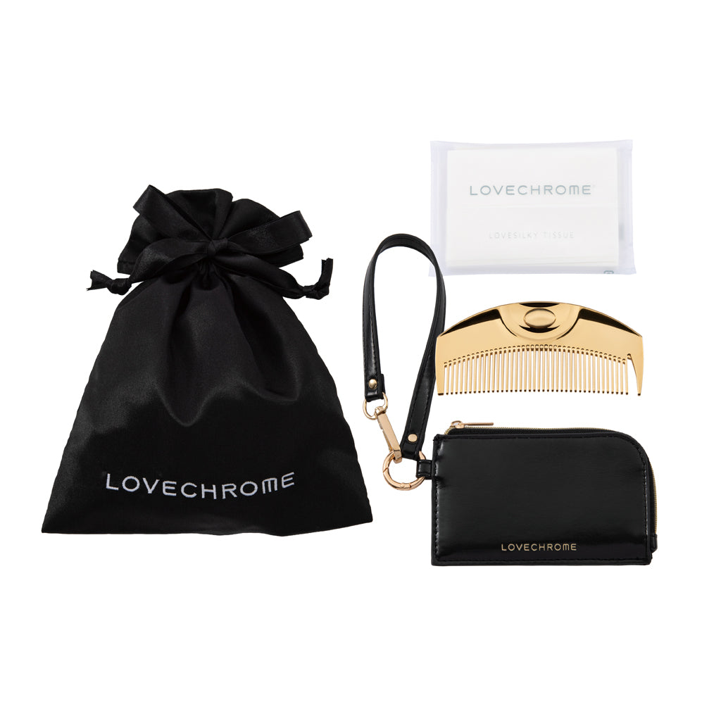 K24GPツキゴールド &コームケースバックチャーム(ブラック)セット