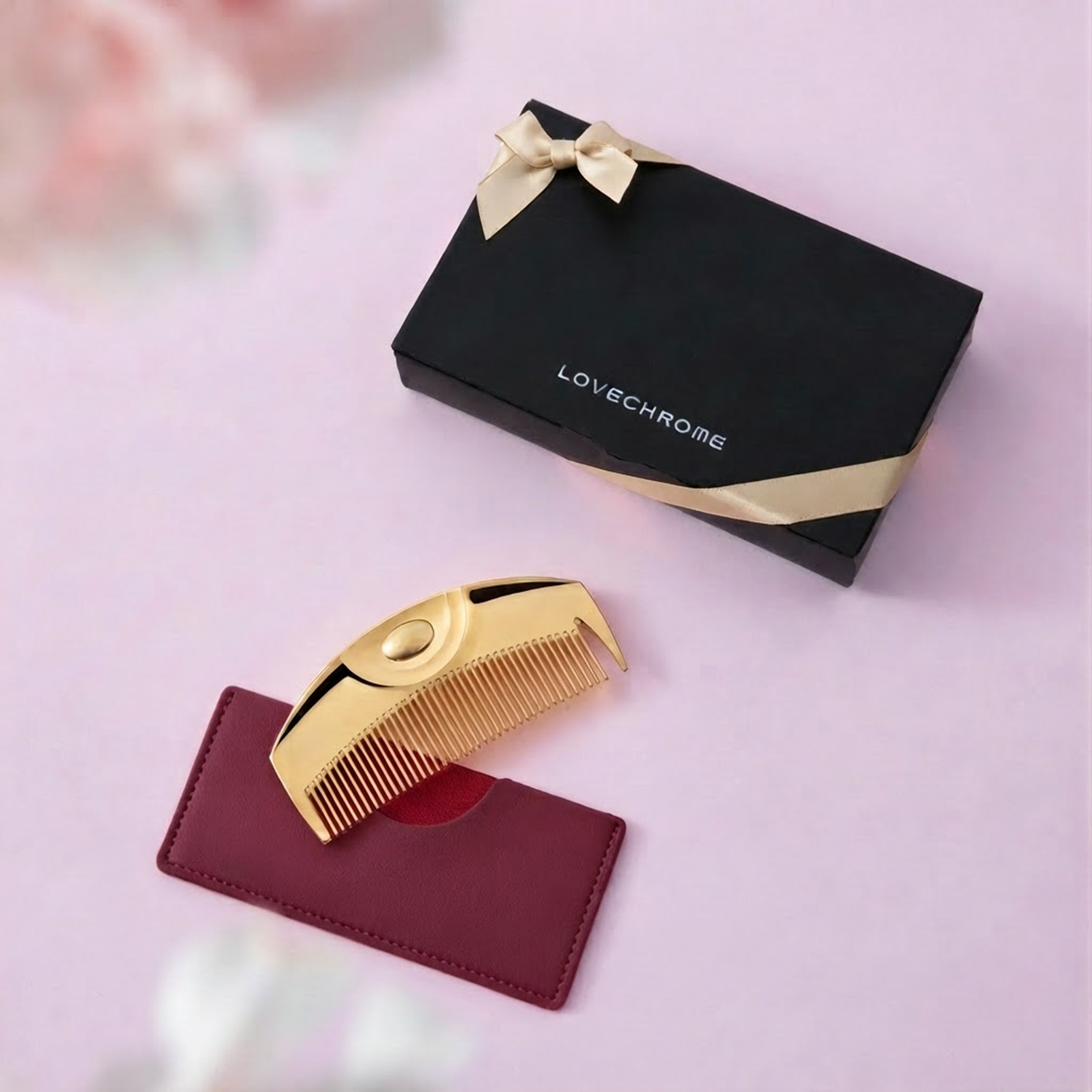 GIFTBOX K24GPツキゴールド&コームケース(ボルドー)